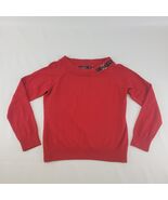 Lauren Ralph Lauren Womens Sweater Sz M Red Cotton Buckle Detail Pullover - $27.95