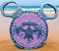 U.S. Secret Service Disneyland Anaheim Mickey Disney Ears Pink Challenge Coin - £13.50 GBP
