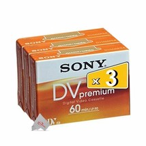 Three Pcs Sony Premium Mini DV 60 Minute Digital Video Cassette Tape DVM... - $47.99