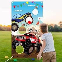 Monster Truck Toss Game Banner With Bean Bags Checkered Party Game For I... - $25.99