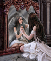 Anne Stokes Magic Mirror Fairy Angel Gothic Fantasy Queen Size Blanket - £52.14 GBP