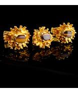 Golden nugget TIGER EYE Cufflinks - Vintage Gemstone Cuff Accessory - ti... - $125.00