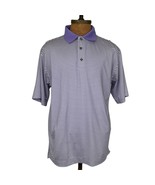 Footjoy Polo Shirt Men Size Medium Purple White Striped - £25.23 GBP