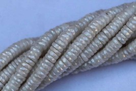 8 inch faceted heishi beads of white silverite gemstone briolette beds, 7--8 mm, - £37.42 GBP
