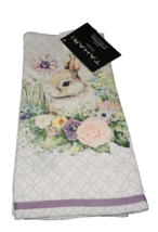 New Set 2 Purple Floral Bunny Kitchen Towels By Tahari Daisy Rose Violet - £18.50 GBP