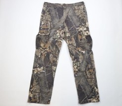 Vintage 90s Mossy Oak Camouflage Mens Large Faded Wide Leg Cargo Denim Jeans USA - £90.73 GBP