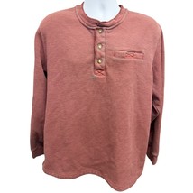 Vintage 90&#39;s LL Bean Henley Sweater Waffled Ribbed Mens Sz XL Red Pullover - $37.04