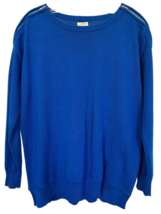 J.Crew Women&#39;s Shoulder Zip Sweater Long Sleeve 100% Cotton Size L Royal... - $25.78 CAD