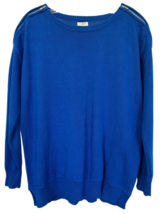 J.Crew Women&#39;s Shoulder Zip Sweater Long Sleeve 100% Cotton Size L Royal Blue - £14.98 GBP