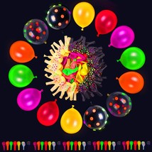 120 Pieces Neon Balloons, 12 Uv Polka Dot Glow Balloons Glow In The Dark Party S - $12.99