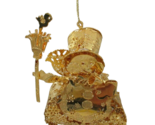 Danbury Mint 23K Gold Plated Snowman w/ broom bird 1996 Christmas Tree O... - $10.91
