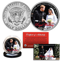 Prince Harry &amp; Meghan Markle Official Look Of Love Photo Royal Wedding Jfk Coin - £7.44 GBP