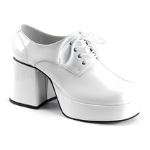 JAZZ02/W Men&#39;s Classic Retro 70&#39;s Disco White Patent Platform Pimp Costume Shoes - £56.08 GBP