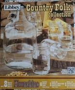 Libbey Brand ~ Country Folk Collection Moonshine Jug w/Cap ~ Six (6) Gla... - $61.50 CAD