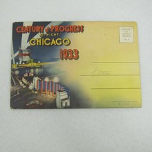 1933 Chicago World&#39;s Fair Century of Progress Night Foldout Linen Cards 18 Views - £79.08 GBP
