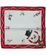 Vintage Christmas Snowman Hankie Handkerchief Holiday Mid Century Xmas - €9,74 EUR