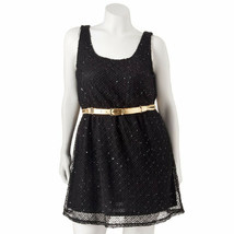 Candie&#39;s Black Women&#39;s Large (12-14) Sleeveless Openwork Sequin Dress Wi... - $19.99