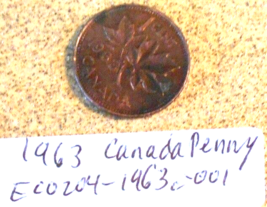 1963 Canada Penny Rim Strike/Alignment Error, Toned; Old Coin Foreign Money - £11.68 GBP