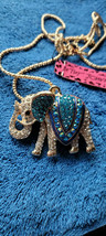 New Betsey Johnson Necklace Elephant Blue Rhinestones Collectible Decorative - £11.98 GBP