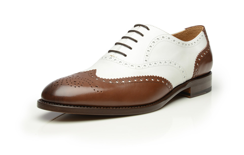 Men Two Tone Brown White Brogue Toe Wing Oxford Genuine Leather Shoes US 7-16