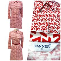 VTG 1970s Tanner Cotton Knit Shirt Dress Red White ZZZ’s Print Belt Fest... - €66,13 EUR