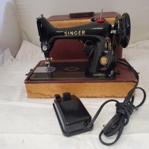 Vintage SINGER 99k Electric Portable Sewing Machine with Case &amp; Foot Pedal (1) - £117.01 GBP
