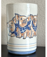 Vintage Louisville Stoneware Pottery Crock Pigs Blue Bandanas Kentucky 6... - $33.12 CAD