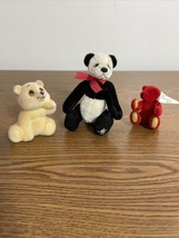 Set of 3  Vintage Miniature Felt Jointed Bears Collectables 2 Articulated - £7.68 GBP