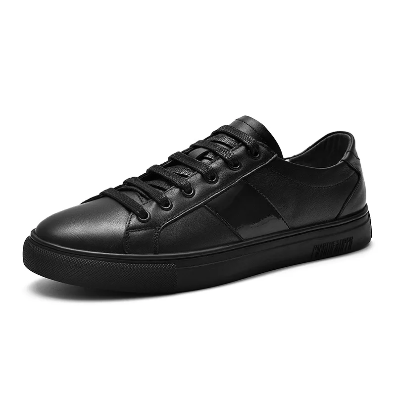 Best Sneakers mens  shoes Leather flat round toe vulcanized shoes -up white comf - £77.95 GBP