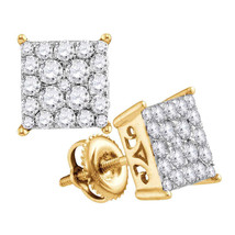 10kt Yellow Gold Womens Round Diamond Square Earrings 1 Cttw - £727.41 GBP