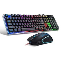 Gaming Keyboard and Mouse Combo K1 LED Rainbow Backlit Keyboard with 104 Key ... - £36.48 GBP
