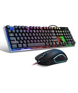 Gaming Keyboard and Mouse Combo K1 LED Rainbow Backlit Keyboard with 104... - $871.62 MXN