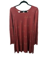 Gudrun Sjoden Medium Long Sleeve Modal Dress Lagenlook Terracotta Geometric - $54.65 CAD