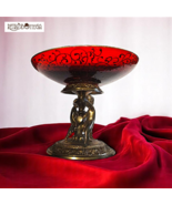 Vintage Brass Angel Base Blown Glass Centerpiece Cup Gold Decorations - $953.21 MXN