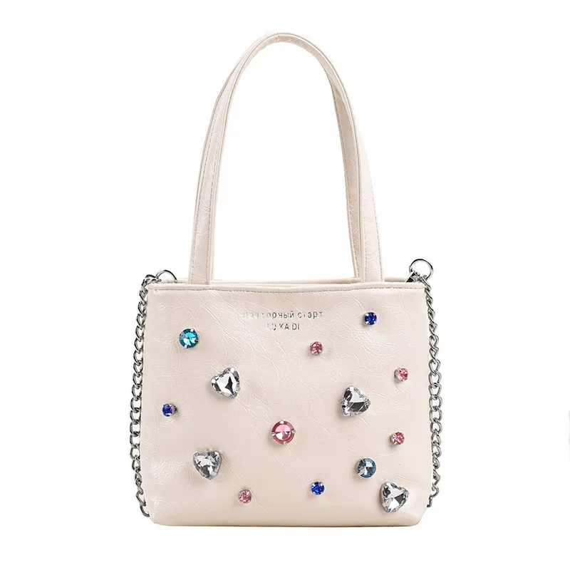 Y2k Versatile Handbag Chain Crossbody  Bag 2023 New Colorful Rhinestones Gemston - £61.49 GBP