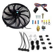 16&quot; Black Electric Radiator Fan High 1000 CFM Thermostat wiring Switch R... - $54.99