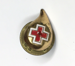 American Red Cross Blood Donor Lapel Tack Pin Gold Tone &amp; Enamel Vintage... - £8.68 GBP