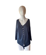 Valerie Stevens Women’s Button Front Tie Hem Blouse Navy Blue Size M - €17,11 EUR