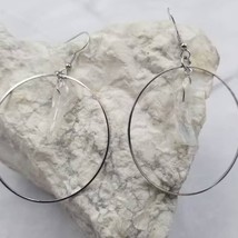 Clear Quartz Crystal Circle Hoop Dangle Earrings - £11.67 GBP