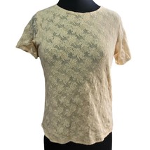 Vintage Cream Floral Lace Top Size Small - £19.36 GBP