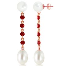 Galaxy Gold GG 14k Solid Gold Stud Drop Dangle Earrings Pearl &amp; Ruby - M... - £391.09 GBP+