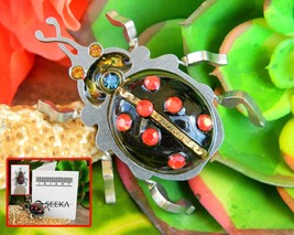 Ladybug Beetle Insect Brooch Pin Seeka Israeli Artist Industrial Laser - $48.95