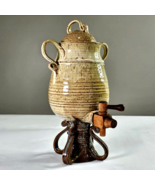 Signed P. Wilson Pottery Water Dispenser with Spigot &amp; Lid Works Tan Bro... - $240.00