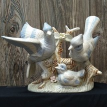 VTG Blue Jay Birds Family Sitting On A Tree Branch Porcelain Ceramic ARTMARK - £14.74 GBP
