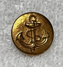 Older Bright Gold Tone Metal Picture Button Achor w Rope 3/4&quot; - £5.93 GBP