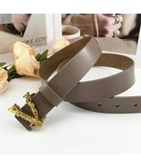 Women&#39;s Leather Fashion Belt  Alloy Letter Buckle Cowhide Belt - £39.15 GBP