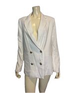 NWT Banana Republic White Double Breasted Lined Linen Blend Blazer Size 10 - $66.49