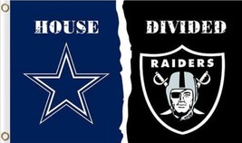 Dallas Cowboys and Las Vegas Raiders 3x5ft Divided Flag, Machido flag - $18.00