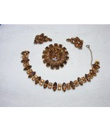 Vintage Weiss Parue Set Amber Navette Rhinestone Brooch Bracelet Clip Ea... - €125,39 EUR
