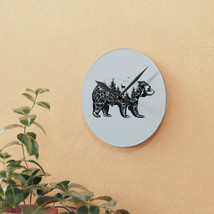Acrylic Wall Clock with Negative Space Forest Bear Design - Round or Squ... - £38.08 GBP+